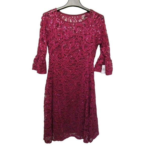 NWT Chris McLaughlin Size 8 Womens Burgundy Knee Length Dress. #Z-1-4 - Picture 1 of 6